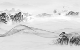 中国风新山水高端画 文件分层画