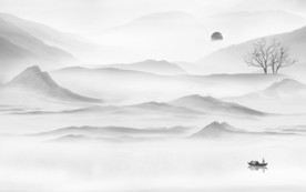 客厅新山水高端画 文件分层画