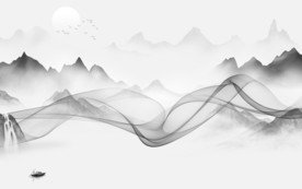 新上架灰色新山水画 文件分层画