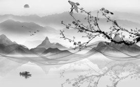 灰色电视背景墙无框画