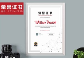 荣誉证书时尚竖版证书