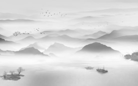 现代山水画人气画 TIF分层