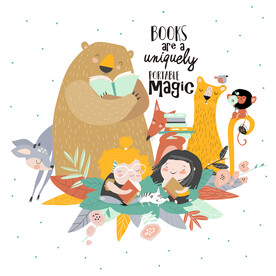 熊手绘 女孩插画