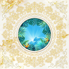 热带雨林植物大理石吊顶