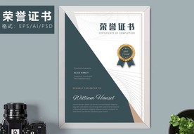 荣誉证书时尚竖版证书