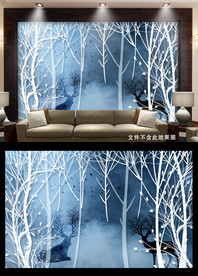 森林麋鹿电视背景墙