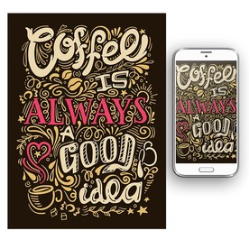 咖啡饮品涂鸦海报