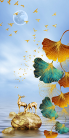 玄关麋鹿装饰画