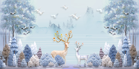 玉雕麋鹿装饰画