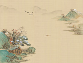 工笔山水背景墙