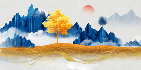 发财树意境山水玄关