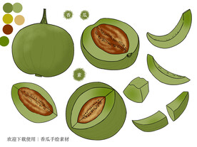 香瓜手绘素材