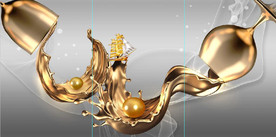 现代晶瓷金色酒杯杯饮餐厅装饰画