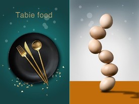 现代晶瓷鸡蛋刀叉餐饮餐厅装饰画