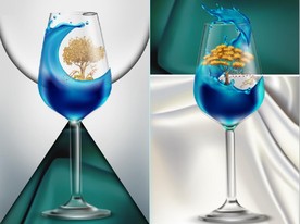 晶瓷玻璃杯风景餐厅装饰画