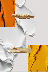 现代抽象立体金色油漆笔刷装饰画