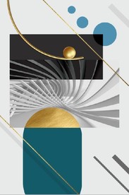 现代抽象金色立体几何装饰画