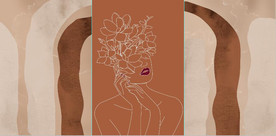 侘寂风抽象几何美女装饰无框画