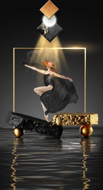 新中式晶瓷金色美女光影背景墙