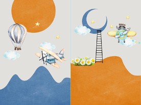 小清新飞机儿童房装饰无框画