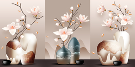 花瓶三联画装饰画