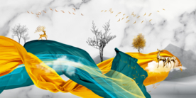 麋鹿山水装饰画