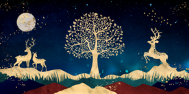 麋鹿晶瓷画玄关