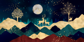 麋鹿山水装饰画