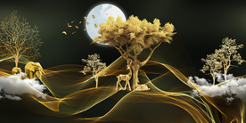 麋鹿三联画玄关