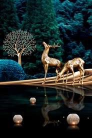 麋鹿晶瓷画玄关