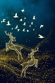 梦幻麋鹿晶瓷画