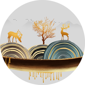 麋鹿圆形装饰画