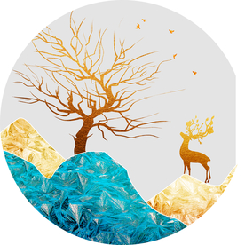 圆形麋鹿装饰画