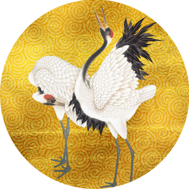 金色仙鹤圆形玄关