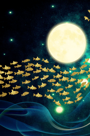 金色梦幻鱼群晶瓷画