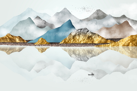 金色山水玄关