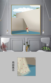 现代简约抽象立体几何建筑装饰画