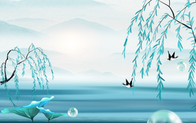 国潮山水装饰背景