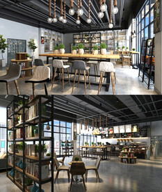 工业风餐饮空间3d模型