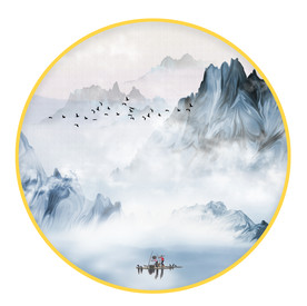 圆形画 抽象山水画