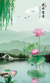 富贵花开江南玄关画