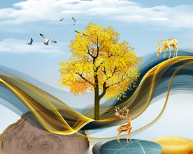 山水电表箱装饰画晶瓷画