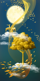 抽象山水线条玄关晶瓷画