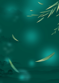 国潮绿色植物背景