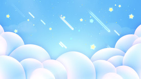 卡通蓝色云层流星雨背景视频素材