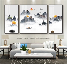 意境山水画客厅装饰画水墨画