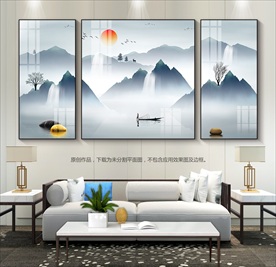 轻奢风山水装饰画群山图意境山水