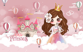 可爱卡通公主城堡电视背景墙