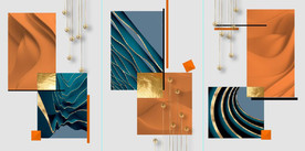 现代晶瓷金色抽象几何装饰无框画