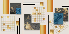 晶瓷金色抽象几何装饰无框画